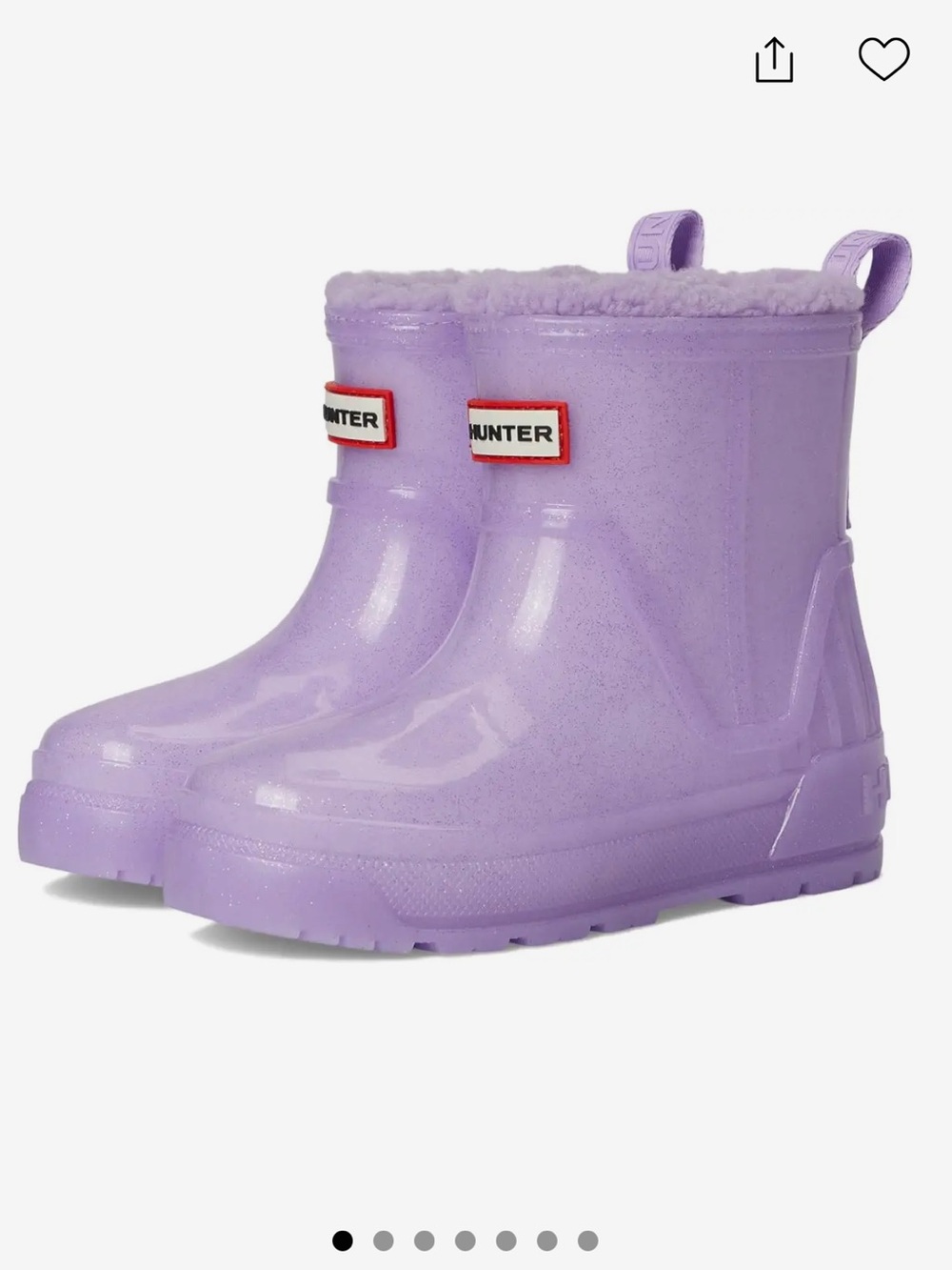 HUNTER Gracey Glitter Purple Rainboots Shearling Lined